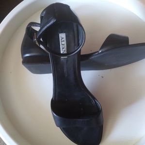 Alfani Black Patent Leather Sandals with Ankle Strap | Size 9.5